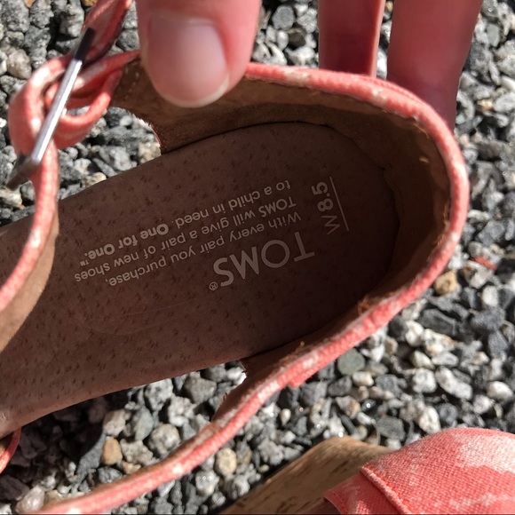 Toms Sienna pink canvas cork wedge sandals 8.5 - Picture 4 of 13
